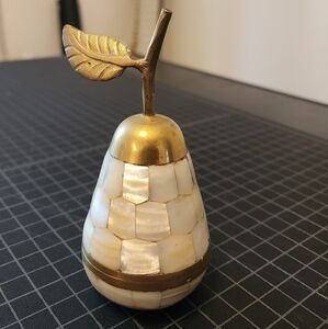 Brass and Pearl Finish Pear Decor